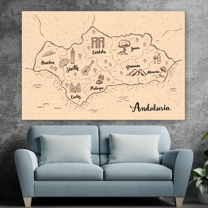 Πίνακας σε καμβά Χάρτης Ανδαλουσία